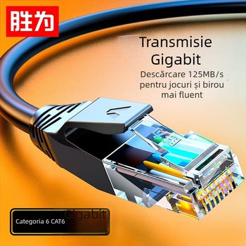 Cablu de rețea Cat6, 24 AWG cupru OFC, perechi răsucite neprotejate, RJ-45, 1 Gbps