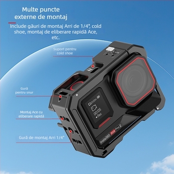Hepail Insta360 Ace Pro 2 cadru din aliaj de aluminiu pentru filmare orizontală și verticală