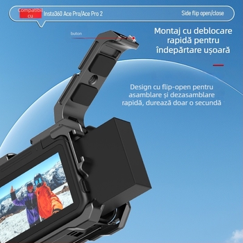 Hepail Insta360 Ace Pro 2 cadru din aliaj de aluminiu pentru filmare orizontală și verticală