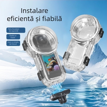 Carcasă protectoare impermeabilă pentru Insta360 X5 — Quick-Release, complet invizibil, corp din PC (60m adâncime, PC, Quick-Release, Complet invizibil)