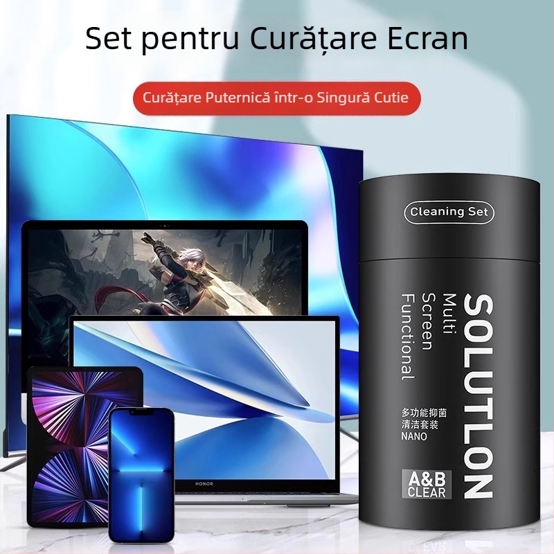 Set de curățare multifuncțional pentru tastaturi, telefoane, ecrane LCD și camere – conține surfactanți și apă purificată; prelucrare OEM; logo imprimat