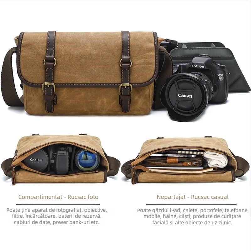 Geantă pentru cameră SLR – pânză, impermeabilă, rezistentă la uzură, rezistentă la șocuri, pe umăr