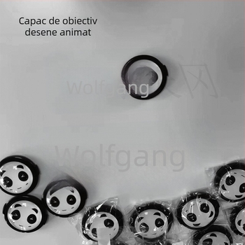 Capac de obiectiv cu design panda – Cartoon Panda Lens Cover, compatibil Canon EOS R5/R6/R7/R10 și 200D, dimensiuni bayonet 43/46/49/52/55/62/67/72/77