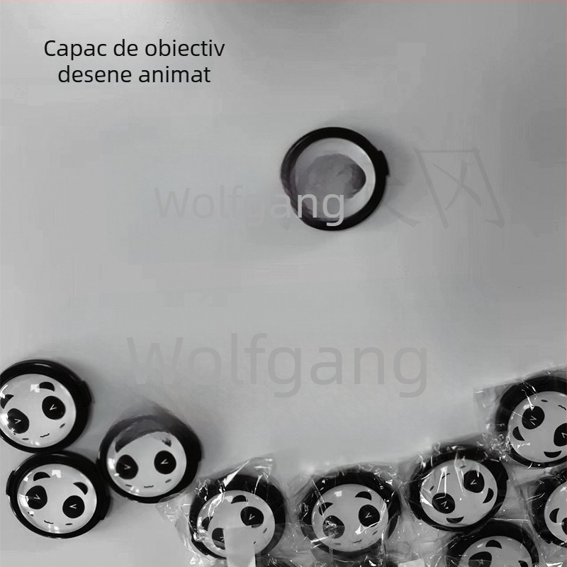 Capac de obiectiv cu design panda – Cartoon Panda Lens Cover, compatibil Canon EOS R5/R6/R7/R10 și 200D, dimensiuni bayonet 43/46/49/52/55/62/67/72/77