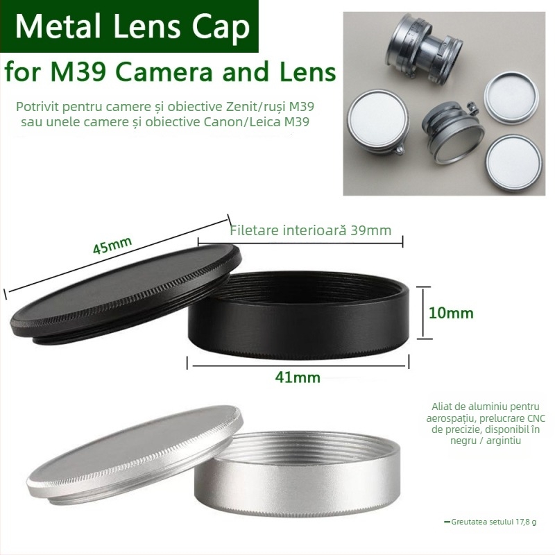 Leica M39 capace metalice pentru corp, față și spate, capac de obiectiv