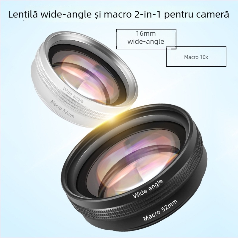 Obiectiv macro 2-în-1 unghi larg pentru Sony ZV1/RX100M7 și seria Canon G7X, cu distanță focală de 18 mm, 0,75x unghi larg, filtru 58 mm, montură Sony