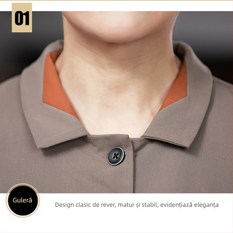 Top unisex pentru curățenie - cu rever, mâneci lungi, material care elimină umezeala, amestec bumbac-poliester, potrivit pentru iarnă, primăvară și toamnă