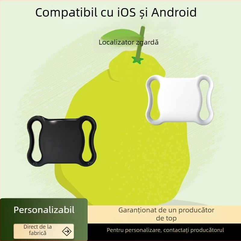 Localizator GPS pentru animale de companie, anti-pierdere pentru pisici și câini, guler Airtag tracker, Model F2, ABS, baterie CR2032, greutate 9,3 g