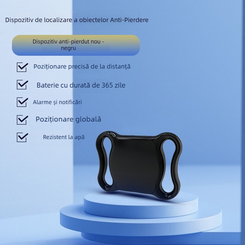 Localizator GPS pentru animale de companie, anti-pierdere pentru pisici și câini, guler Airtag tracker, Model F2, ABS, baterie CR2032, greutate 9,3 g