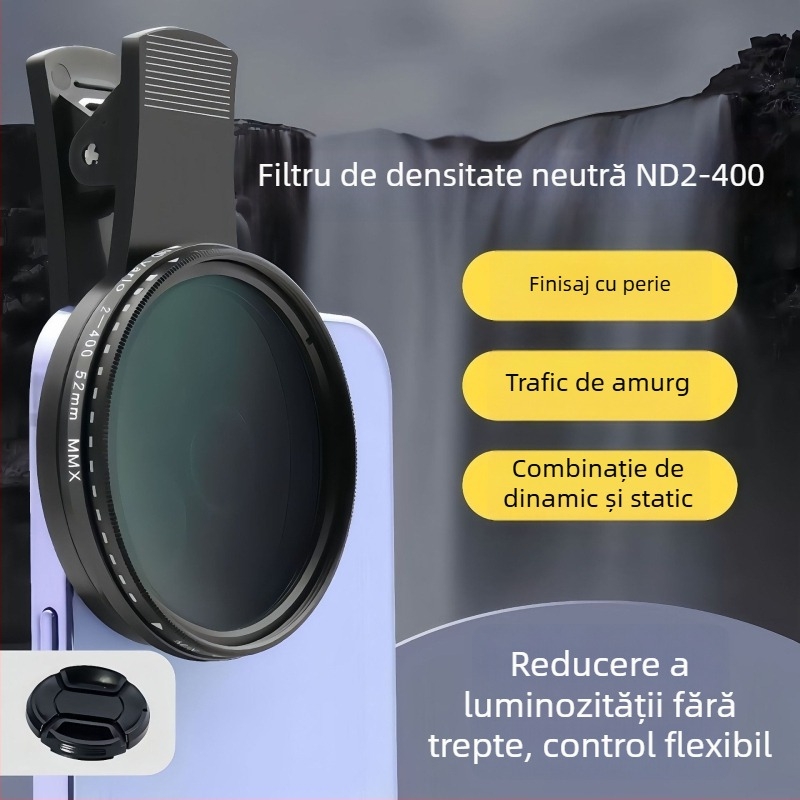 Demaxi Filtru ND universal ND2-400, Reglabil, Reducere luminozitate pentru telefoane mobile, Anti-laser