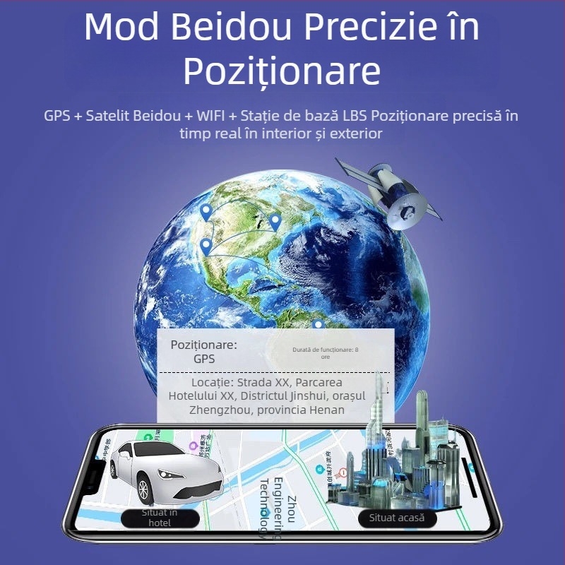 Localizator auto cu poziționare Beidou GPS, montare magnetică puternică, localizare precisă a vehiculului