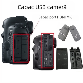 Acoperire laterală USB din piele Canon – compatibilă cu 7D, 600D, 40D, 5D, 6D, 1100D, 70D; fără miros, moale; fabricată conform desenelor