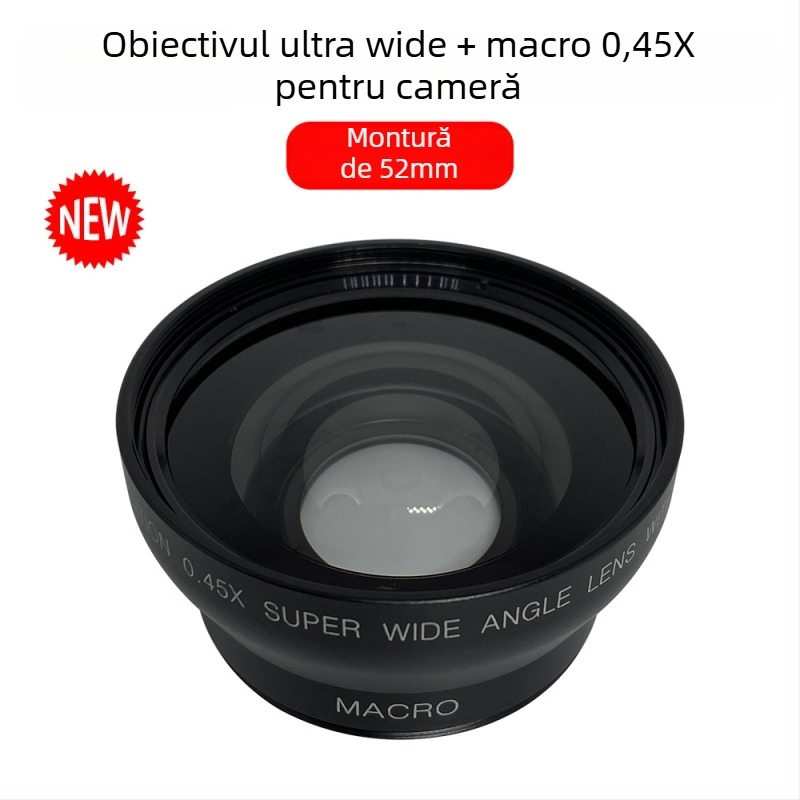 Lentilă duală ultra-wide macro cu focalizare fixă pentru cameră – 18mm, f/2.0, diametru filtru 52mm, model JV-CL52