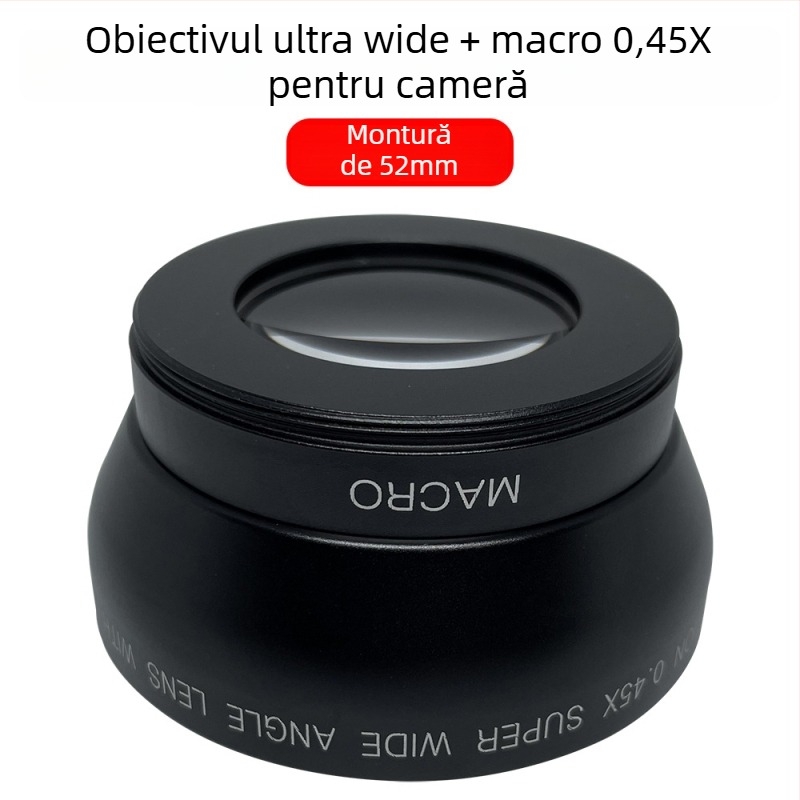 Lentilă duală ultra-wide macro cu focalizare fixă pentru cameră – 18mm, f/2.0, diametru filtru 52mm, model JV-CL52