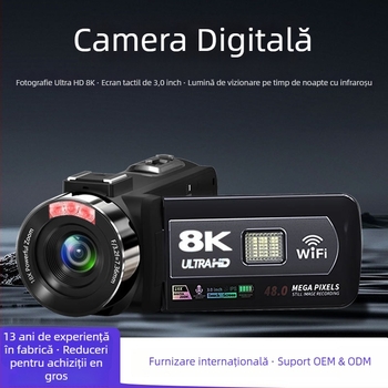Cameră digitală 8K cu ecran tactil de 3,0 inchi, senzor CMOS, stocare pe card SD și fotografiere nocturnă