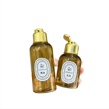 Sticlă PET cu capac flip pentru ulei de baie și ambalare cosmetică — turnare Blow molding, etichetare, capac inclus