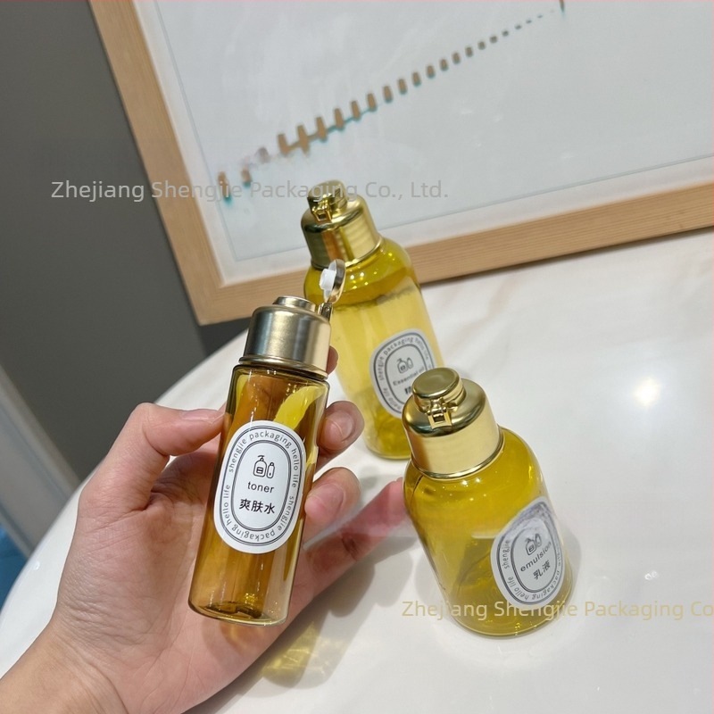 Sticlă PET cu capac flip pentru ulei de baie și ambalare cosmetică — turnare Blow molding, etichetare, capac inclus