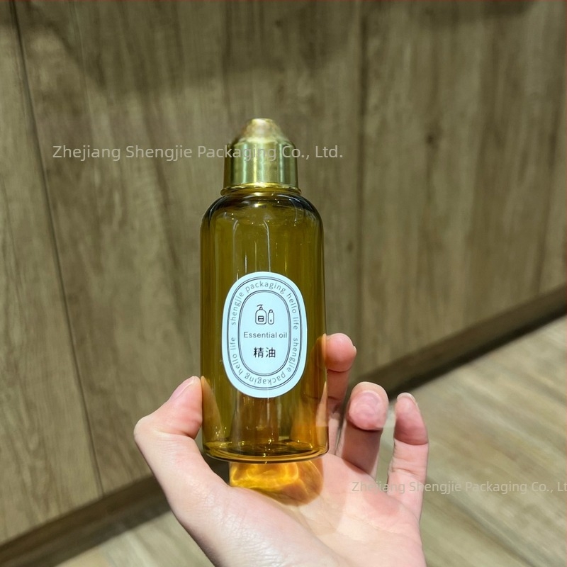 Sticlă PET cu capac flip pentru ulei de baie și ambalare cosmetică — turnare Blow molding, etichetare, capac inclus