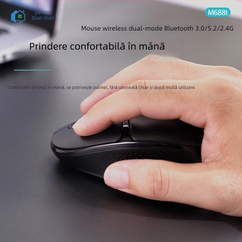 Mouse fără fir M688T – 3 butoane, dual-mod 2.4G și Bluetooth, fără zgomot, plug‑and‑play