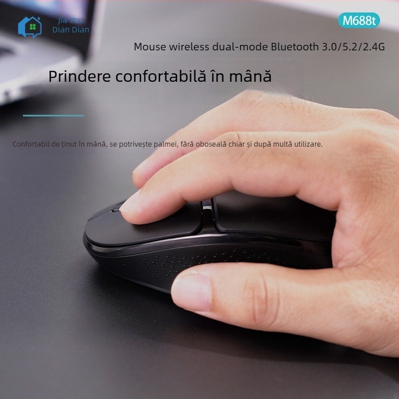 Mouse fără fir M688T – 3 butoane, dual-mod 2.4G și Bluetooth, fără zgomot, plug‑and‑play