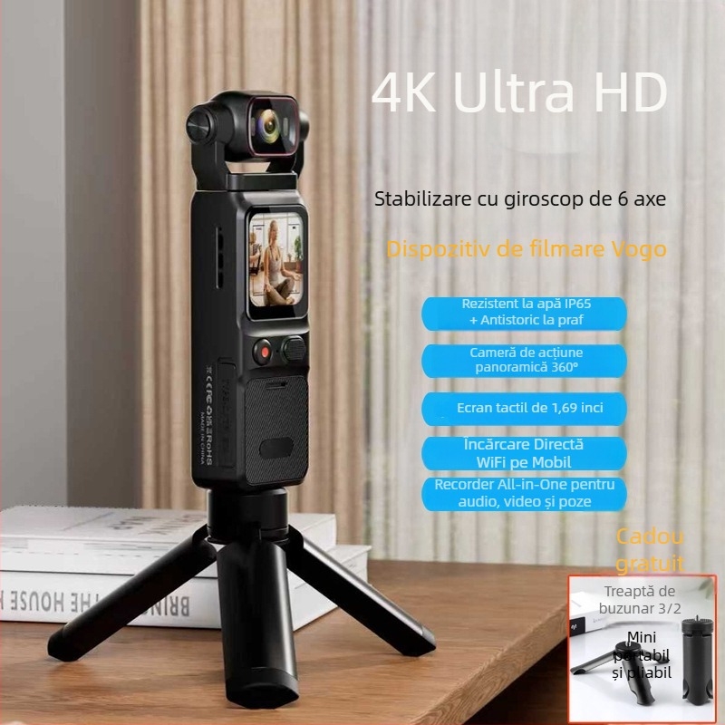 Cameră de acțiune pentru activități în aer liber, 4K Ultra-Clear, impermeabilă, anti-tremur, ecran tactil, stocare TF (4K Ultra-Clear, Waterproof, Anti-Shake, Touchscreen, TF card)