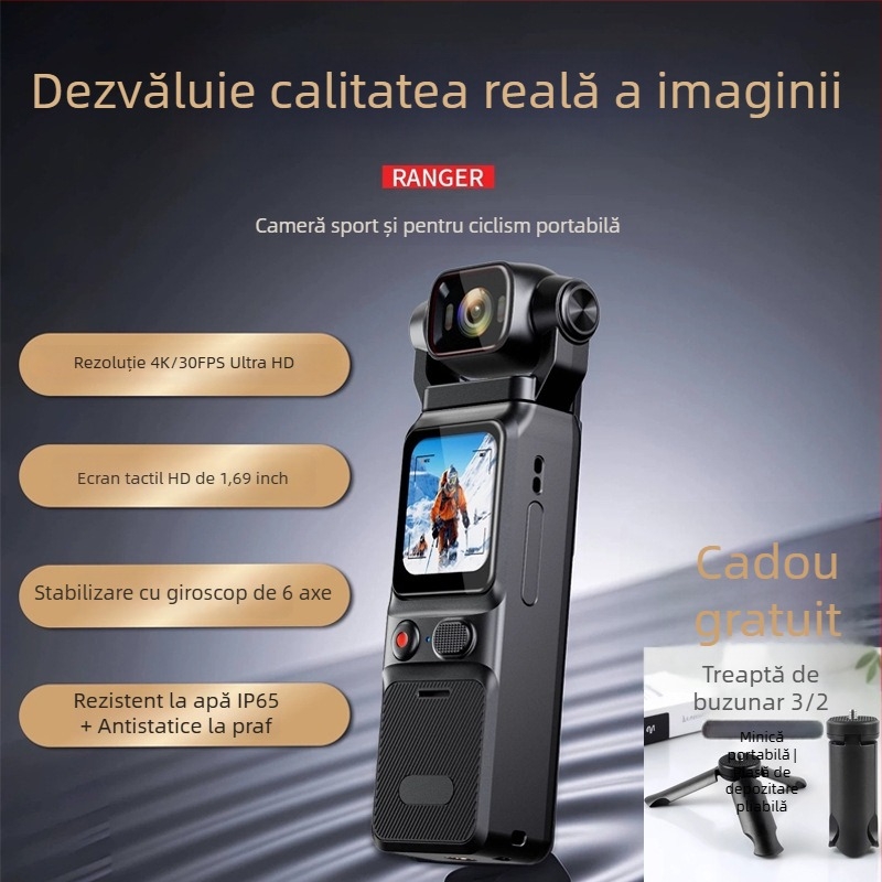 Cameră de acțiune pentru activități în aer liber, 4K Ultra-Clear, impermeabilă, anti-tremur, ecran tactil, stocare TF (4K Ultra-Clear, Waterproof, Anti-Shake, Touchscreen, TF card)