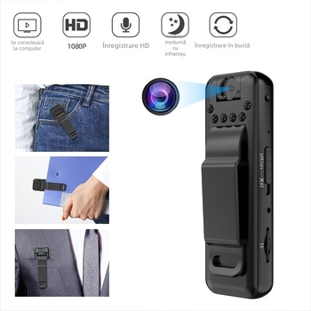 Cameră video D1 CMOS 1080p Viziune de noapte MicroSD