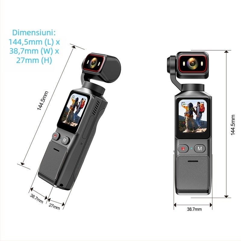L19 Cameră de acțiune: Anti-Shake, Rezistentă la apă și praf, Cameră sport 4K cu ecran tactil de 1,69 inch și autonomie de 7 ore