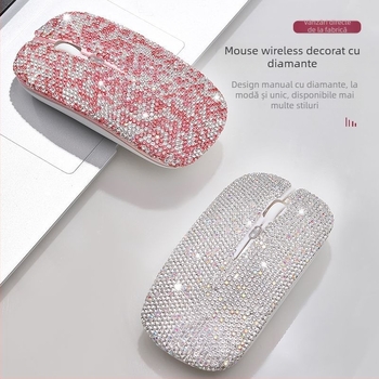 Mouse wireless cu diamante, design elegant, reîncărcabil, inteligent, compatibil universal
