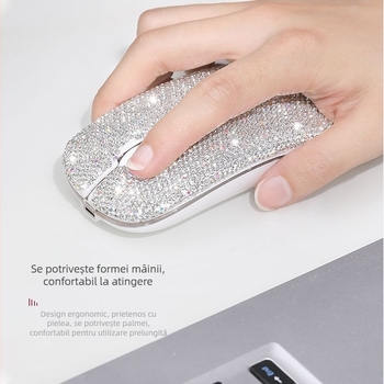 Mouse wireless cu diamante, design elegant, reîncărcabil, inteligent, compatibil universal