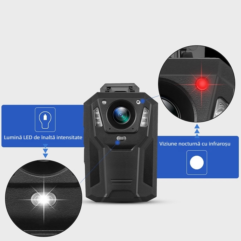 Cameră corp semi-profesională pentru securitate, cu vizionare nocturnă 1296P, zoom optic 10x, senzor CMOS, stabilizare duală