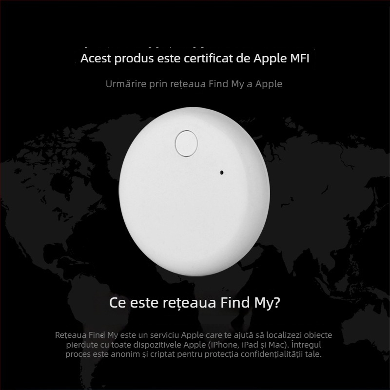 Tracker AirTag F6 – baterie de 210 mAh, compatibil cu iOS, greutate 9 g, material ABS