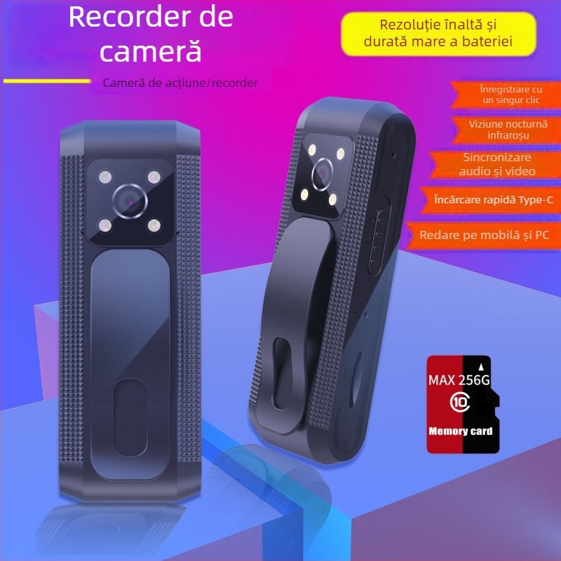 Cameră de acțiune pentru sporturi cu zoom optic 10x, senzor CMOS, videoclip 720p, microfon stereo, viziune nocturnă