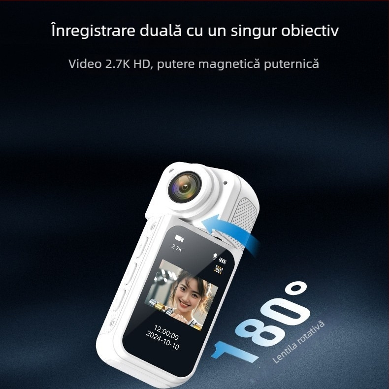 Cameră de acțiune S70: video 2K HD, obiectiv rotativ la 180°, versiune Wi-Fi, montaj magnetic, suport pentru card TF