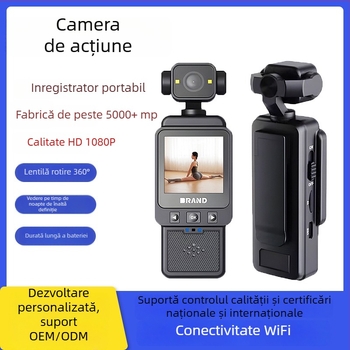 Cameră de acțiune cu senzor CMOS, video 1080p, ecran LCD, stocare microSD, autonomie baterie de 4 ore