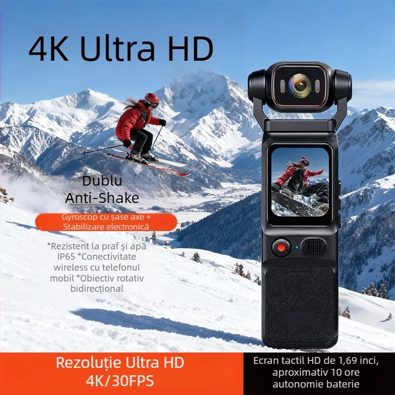 4K Ultra-Clear Pocket3 cameră sport, model L18, ecran LCD 1.69", stocare pe card TF, autonomie baterie 7 ore, potrivită pentru off-road, trasee și ciclism urban