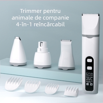 Set de îngrijire pentru câini, aparat de tuns electric reîncărcabil, 4 în 1