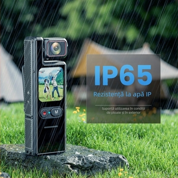 Cameră de acțiune 4K Ultra HD rezistentă la apă, cu giroscop pentru stabilizare, ecran tactil Wi-Fi, obiectiv rotativ