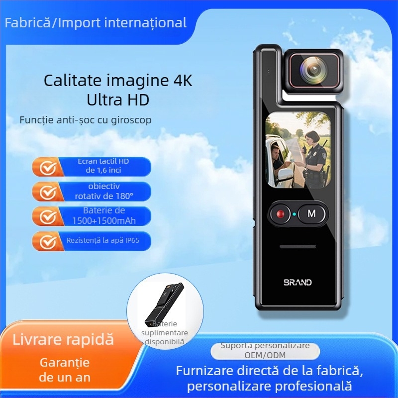 Cameră de acțiune 4K Ultra HD rezistentă la apă, cu giroscop pentru stabilizare, ecran tactil Wi-Fi, obiectiv rotativ