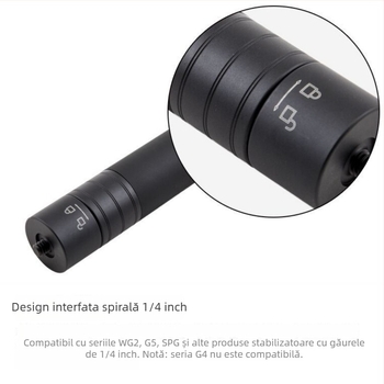 Stabilizator gimbal selfie stick cu tijă extensibilă — compatibil cu Feiyu, DJI Vast și GoPro; fără telecomandă; fără Bluetooth; suportă personalizarea