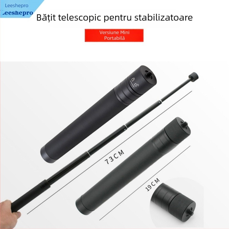 Stabilizator gimbal selfie stick cu tijă extensibilă — compatibil cu Feiyu, DJI Vast și GoPro; fără telecomandă; fără Bluetooth; suportă personalizarea