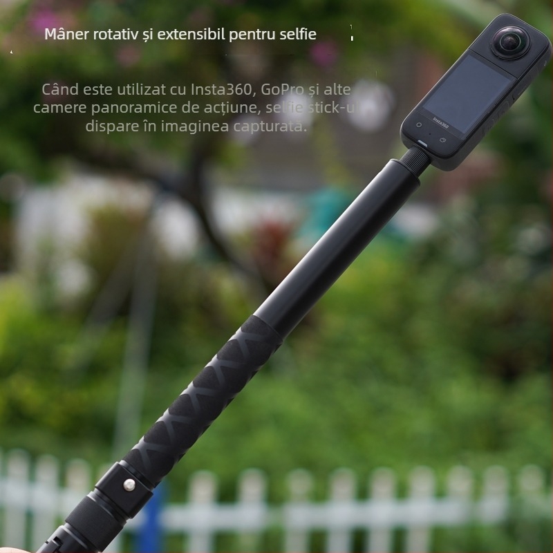 Insta360 X5/X4/X3 compatibilă tijă invizibilă pentru selfie cu mâner rotativ bullet time extindere (KM-78; aliaj de aluminiu; 7 secțiuni; universal; sarcină maximă sub 2 kg)
