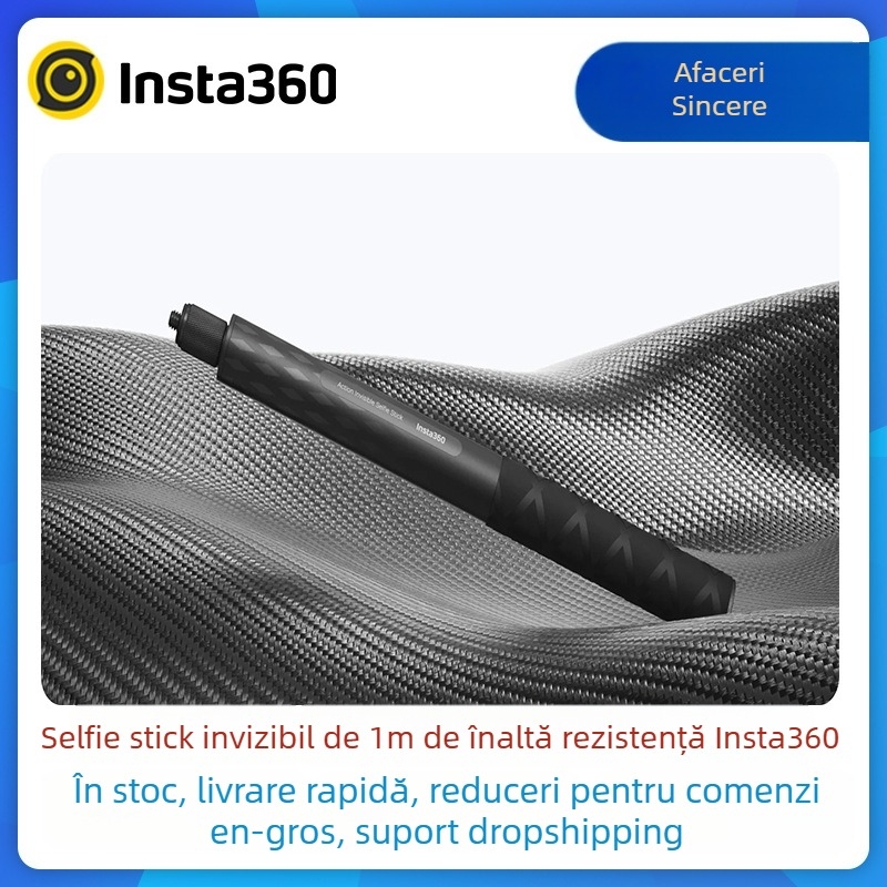 Insta360 Băț de selfie invizibil – fibră de carbon de înaltă rezistență, compatibil cu X3, X2X, R, RS, GO3, GO2