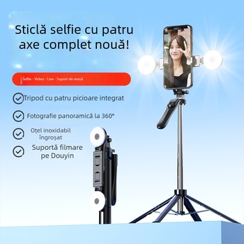 Stabilizator pentru telefon mobil cu gimbal – Z145, patru axe, oțel inoxidabil, Bluetooth, 9 secțiuni, 0,3 kg