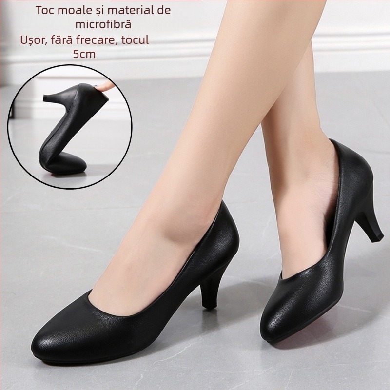 Pantofi dama cu partea superioară PU, vârf rotund, toc mediu 3-6 cm, talpă din cauciuc, căptușeală PU (partea superioară PU; vârf rotund; toc mediu 3-6 cm; talpă din cauciuc; căptușeală PU)