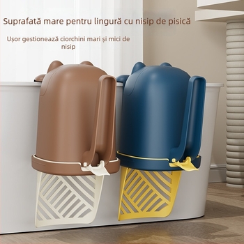 Unealtă 2 în 1 pentru nisip de pisică: lopată și recipient de depozitare – capacitate mare, material PP, pentru pisici