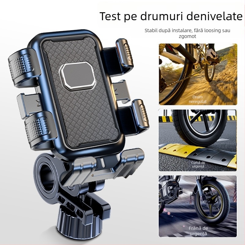 Suport pentru telefon pentru bicicletă, fixare cu șase gheare, antișoc, suport de navigație durabil pentru filmare, material PC