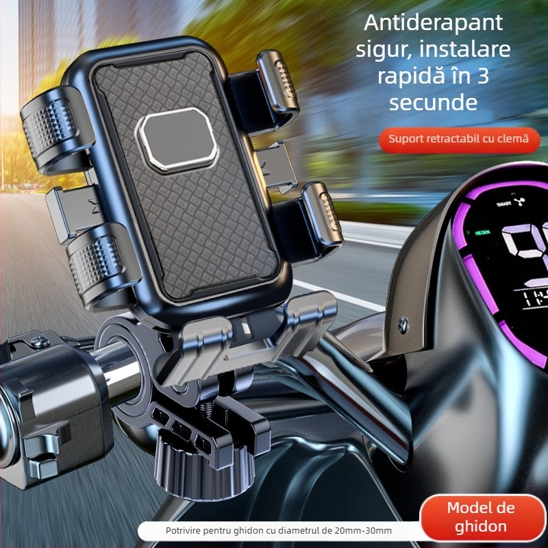 Suport pentru telefon pentru bicicletă, fixare cu șase gheare, antișoc, suport de navigație durabil pentru filmare, material PC
