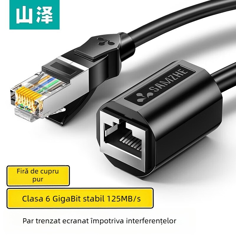Cablu de extensie Ethernet Cat6 RJ45, conector masculin-feminin, din cupru pur, viteză Gigabit