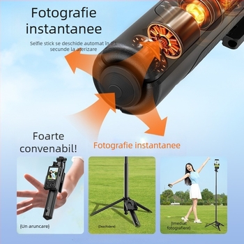 Selfie stick cu trepied pentru telefon, proiecție ecran, aliaj de aluminiu, universal pentru acasă, birou, afară
